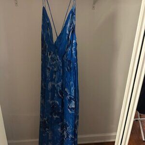 Elegant Halston Blue Floral Gown – New!!